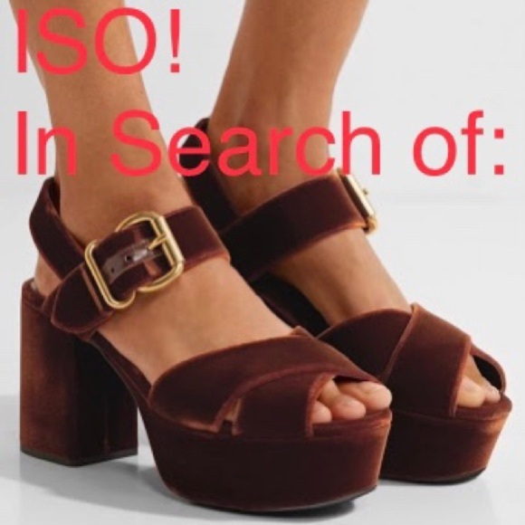 ISO: PRADA Brown Women’s Velvet Platform Sandals - Picture 1 of 1